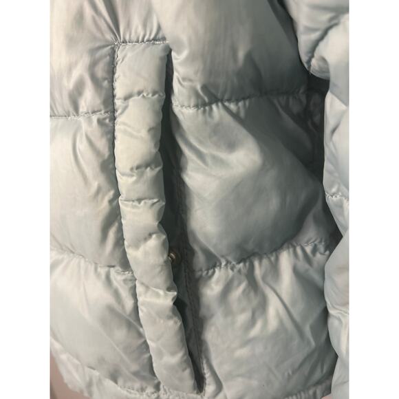 Steve 
Madden Women’s Puffer Jacket Sage Green Knit Gray Hood Pockets Large - Picture 5 of 12